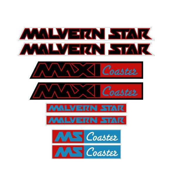 Malvern Star - Maxi COASTER red decal set - old school bmx - Bmx Products AU