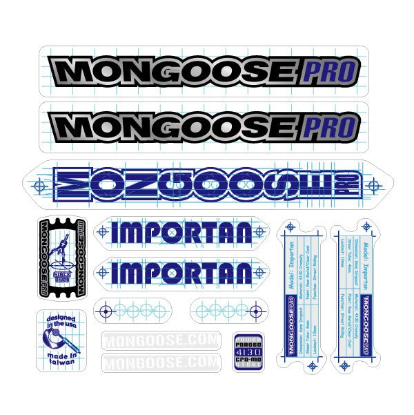 Mongoose - 2001 Importan - Decal set - old school bmx - Bmx Products AU