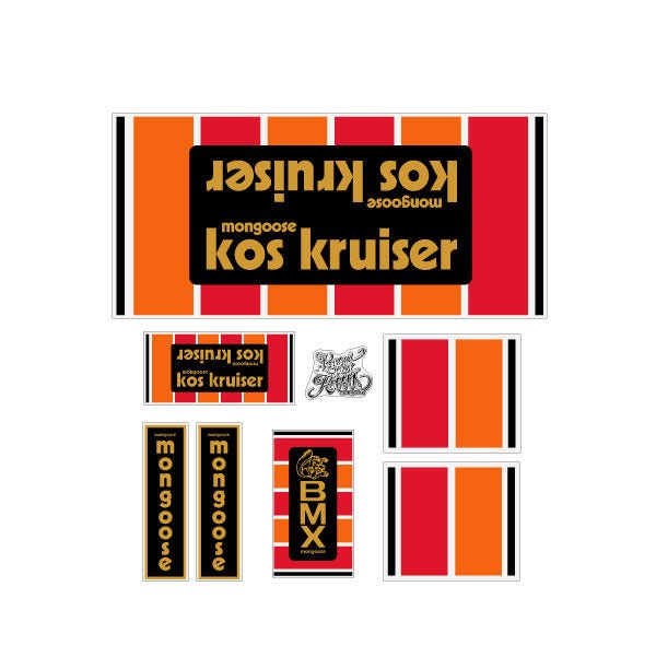 Mongoose - 2012 RETRO Kos Krusier - clear Decal set - Old School bmx - Bmx Products AU
