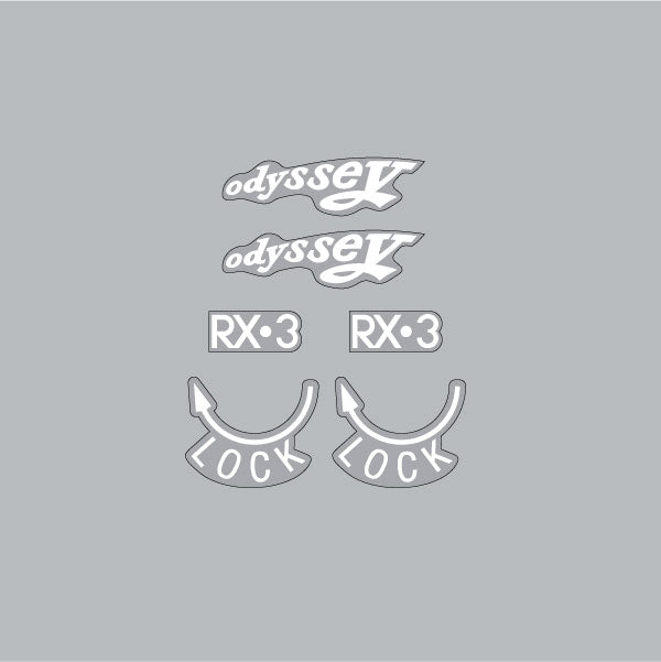 Odyssey - RX3 White on clear Lever decals - old school bmx - Bmx Products AU