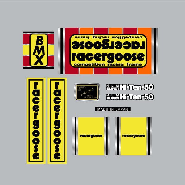 Racergoose - BMX decal set - old school bmx - Bmx Products AU