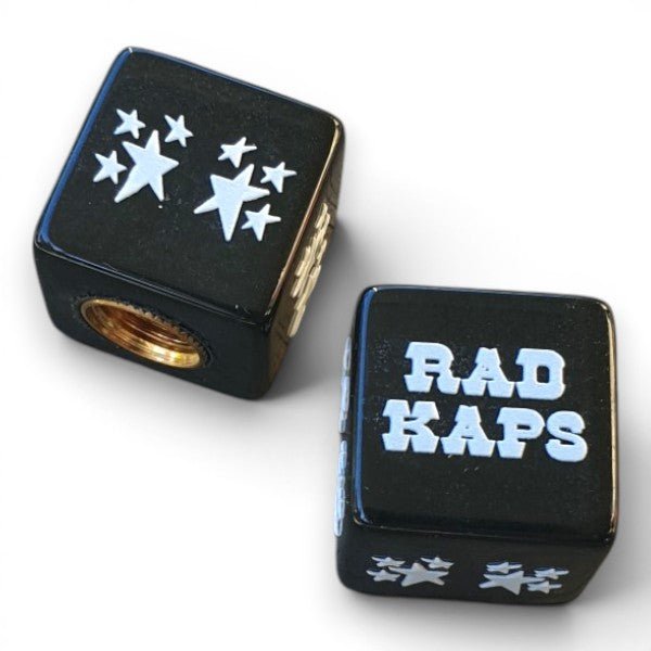 RAD KAPS - One color Dice Tire Valve Caps (Pair) - Black - Bmx Products AU