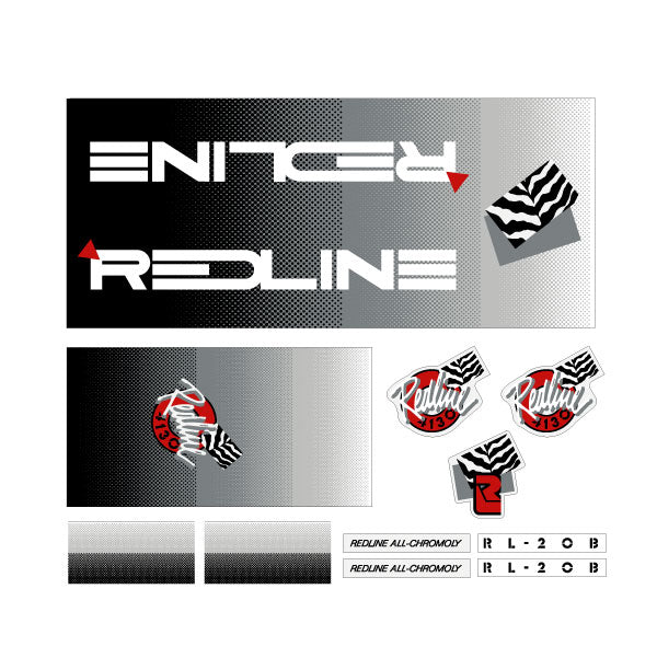 Redline - 1988 RL20B - Black grey Decal set - Old school bmx - Bmx Products AU