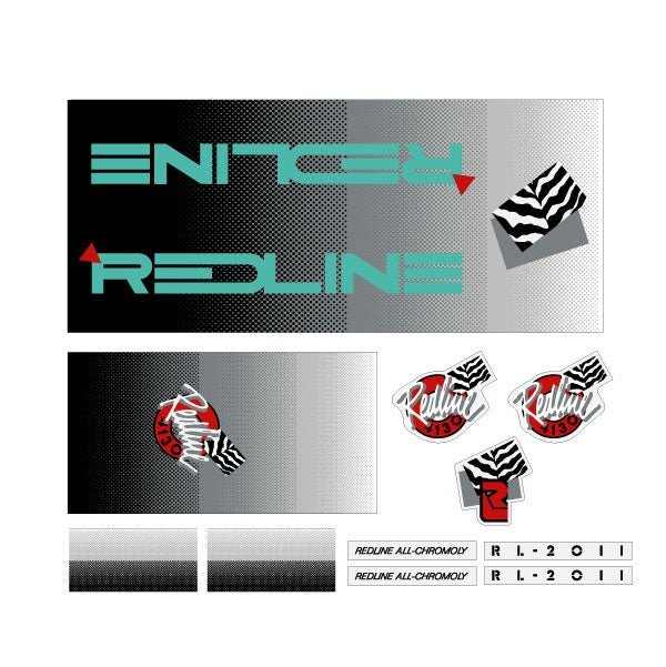Redline - 1988 RL20II - Black grey KIWI Decal set - Old school bmx - Bmx Products AU