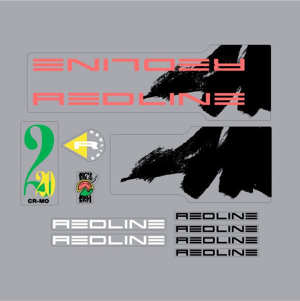 Redline - 1991 - 220 - Decal set for Black & White frame - Old school bmx - Bmx Products AU