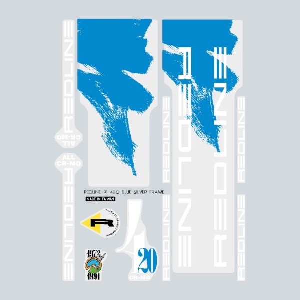 Redline - 1991 - 420 - Decal set for Blue & Silver frame - Old school bmx - Bmx Products AU