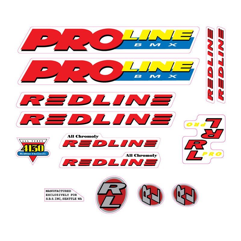 Redline - 1994 - PROLINE - For Chrome frame Decal set - Old school bmx - Bmx Products AU