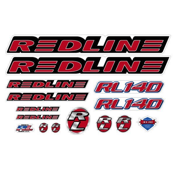 Redline - 1997 - RL140 for chrome frame - Decal set - Old school bmx - Bmx Products AU