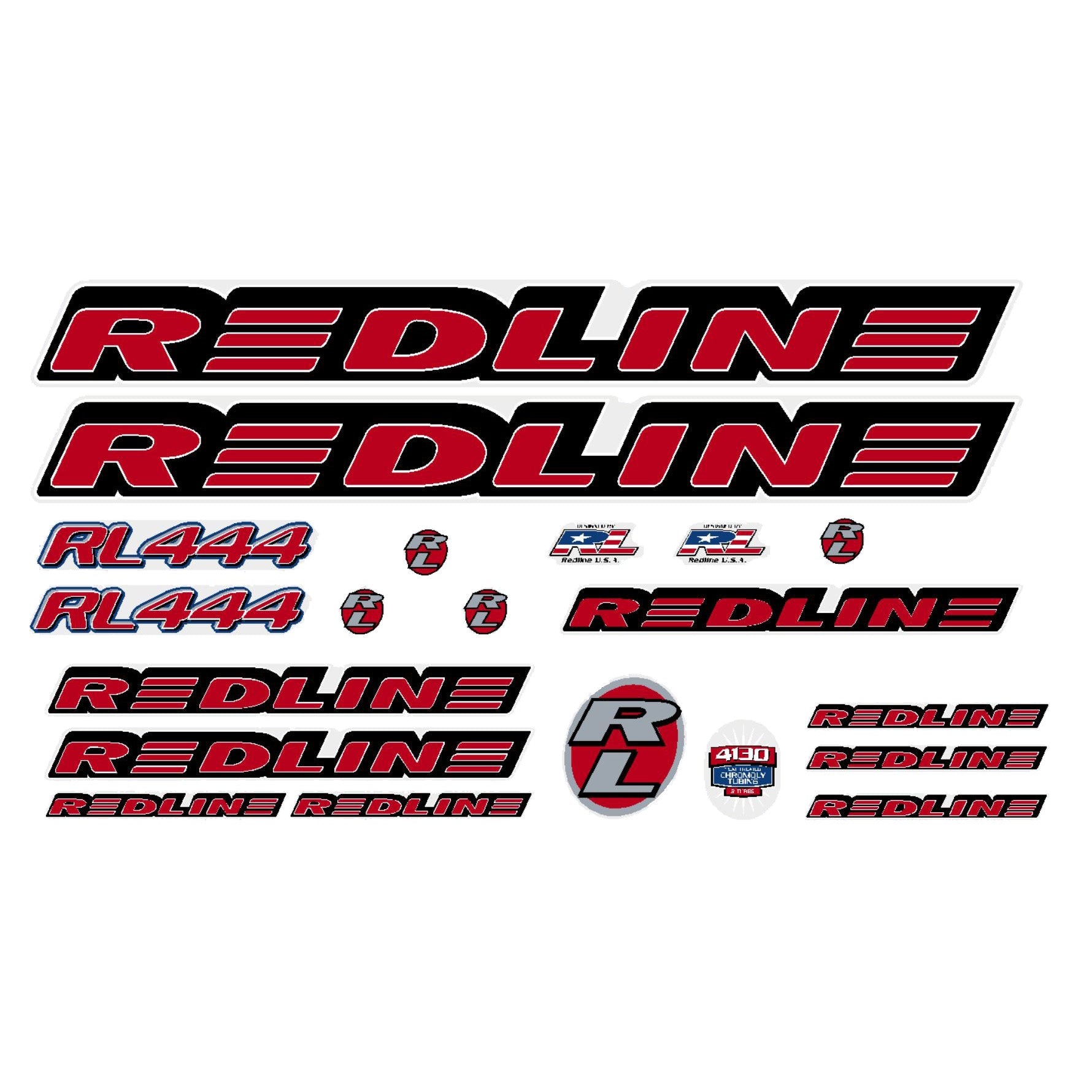 Redline - 1998 - RL444 for chrome frames - Decal set - Old school bmx - Bmx Products AU