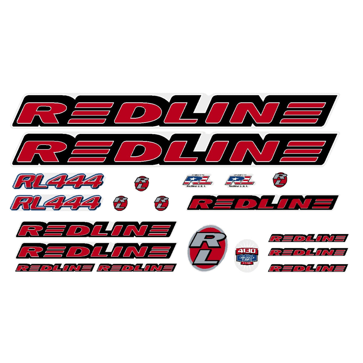 Redline - 1998 - RL444 for chrome frames - Decal set - Old school bmx - Bmx Products AU
