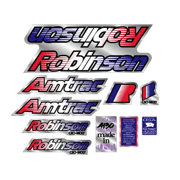 Robinson - 1990 Amtrac decal set - on chrome - old school bmx - Bmx Products AU