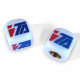 SKYWAY - TA logo Dice Tire Valve Caps (Pair) - White - old school bmx - Bmx Products AU