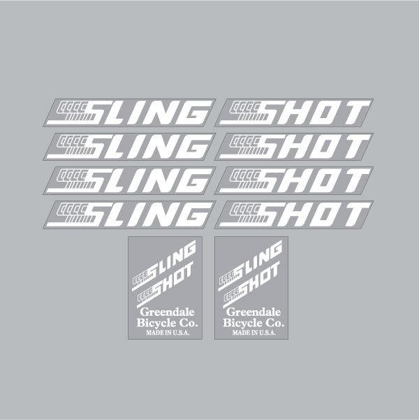 Slingshot - WHITE on clear decal set - Old school bmx - Bmx Products AU
