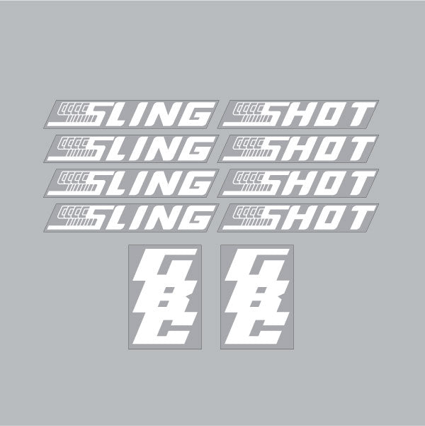 Slingshot - WHITE with GBC Headtube decal on clear decal set - Old school bmx - Bmx Products AU