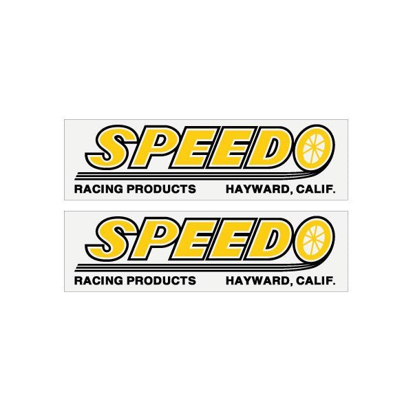 SPEEDO - Yellow WITH OUTLINE bmx fork decals - old school bmx - Bmx Products AU