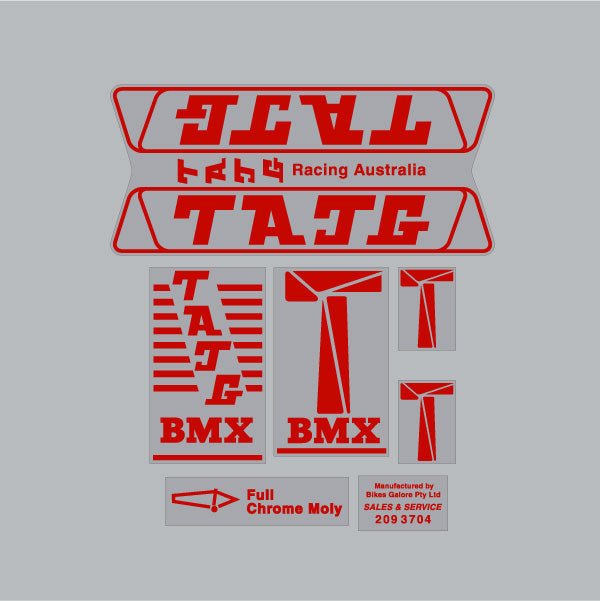 TAJG - Red Decal set - Old school bmx - Bmx Products AU