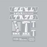 TAJG - White Decal set - Old school bmx - Bmx Products AU