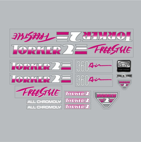 Torker - 1986 Torker 2 - 360 AIR Freestyle Magenta decal set - Bmx Products AU