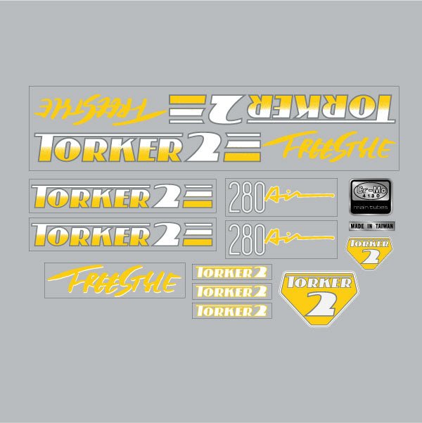 Torker - 1987 Torker 2 - 280 AIR Freestyle Yellow decal set - Bmx Products AU
