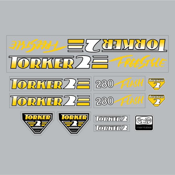 Torker - 1987 Torker 2 - 280 FLASH Freestyle Yellow decal set - Bmx Products AU