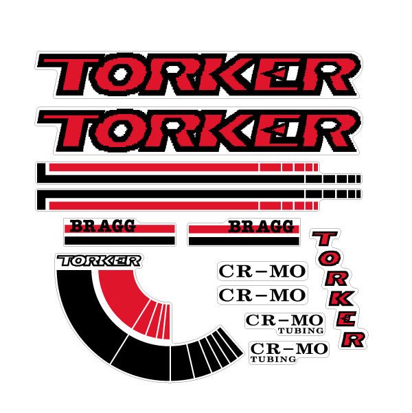 Torker - 1988 Bragg Freestyle decal set for white frame - old school bmx - Bmx Products AU
