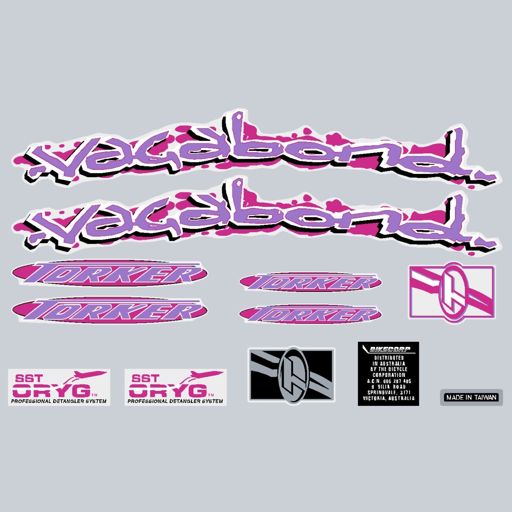 Torker - 1996 Vagabond decal set - old school bmx - Bmx Products AU