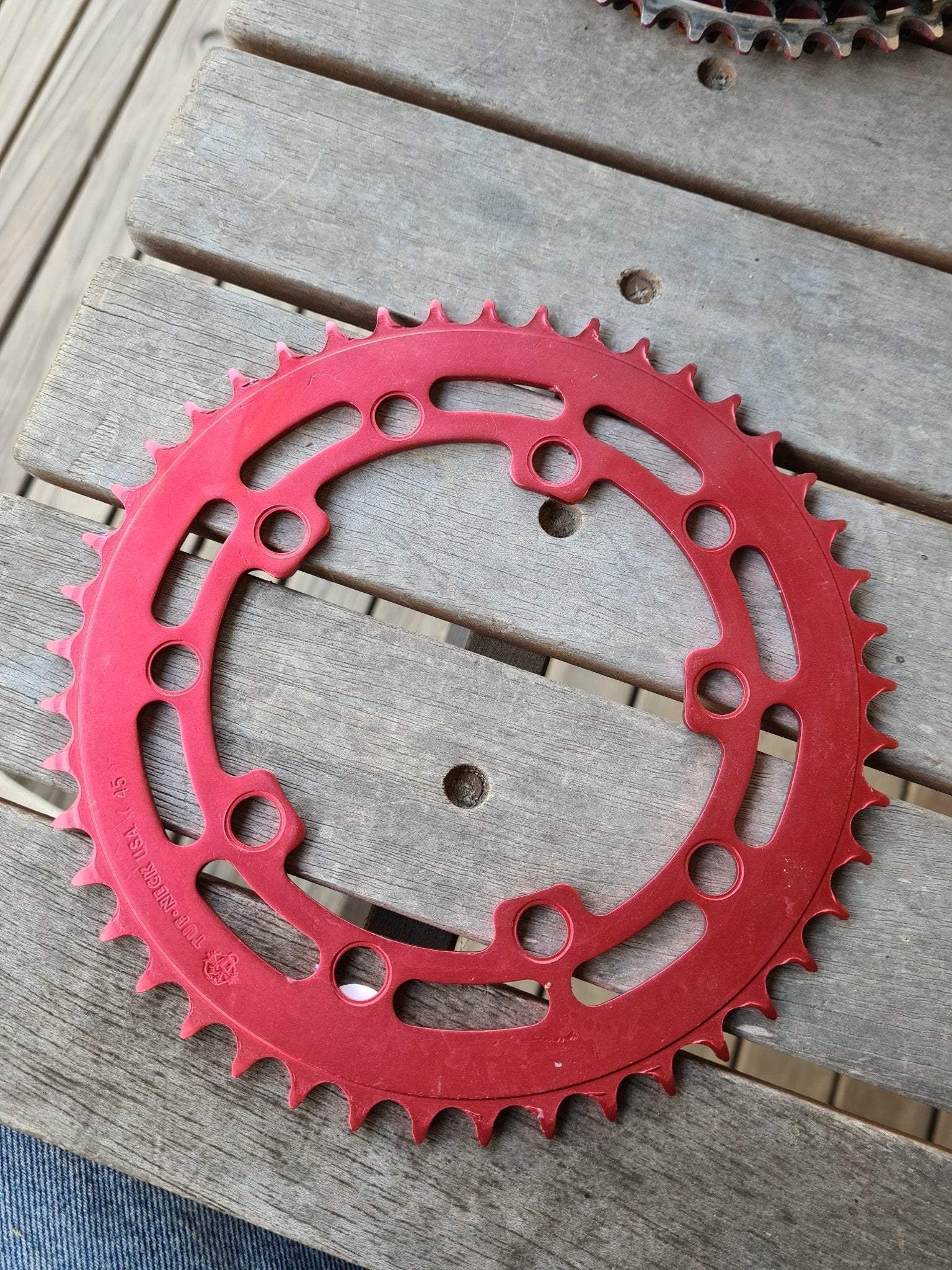 TUFNECK - 45T Chainwheel in Red - USED (5) - Bmx Products AU