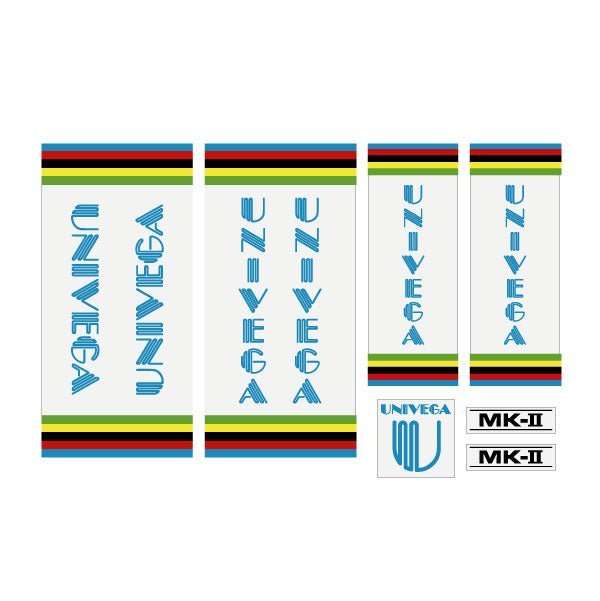 Univega - MKII - Blue on clear decal set - old school bmx - Bmx Products AU
