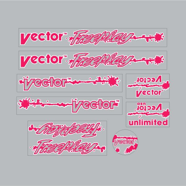 Vector - Freeplay - Fluro Pink decal set - Bmx Products AU