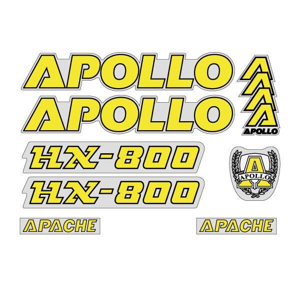 Apollo - Apache - Yellow decal set - old school bmx - Bmx Products AU
