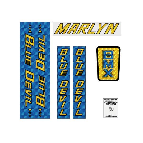 Blue Devil by Marlyn Distributors - Gen 1 Prism decal set - old school bmx - Bmx Products AU