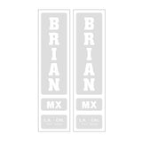 Brian MX - MX Forks White decal set - old school bmx - Bmx Products AU