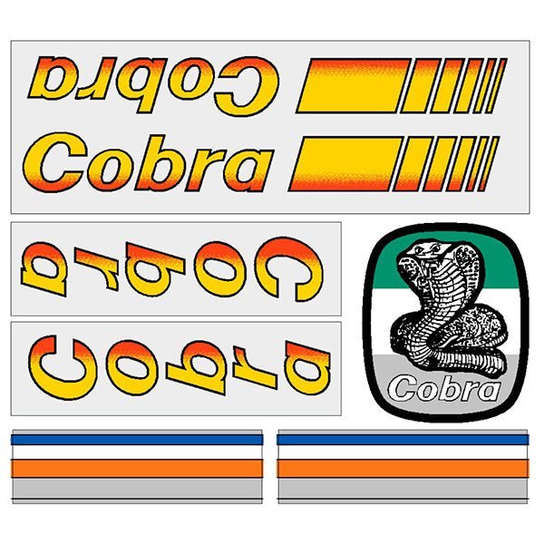 Cobra - Yellow Orange fade stripes decal set - Old school bmx - Bmx Products AU