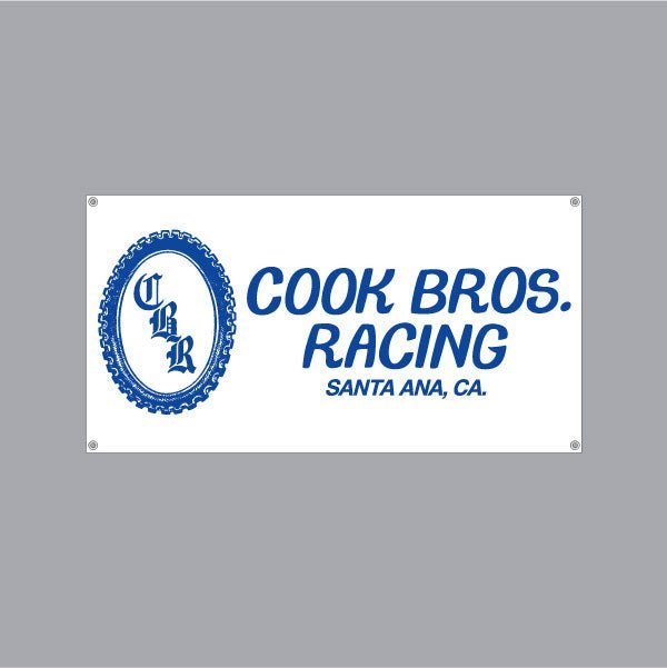 Cook Bros. Racing - Blue and white Banner - old school bmx - Bmx Products AU