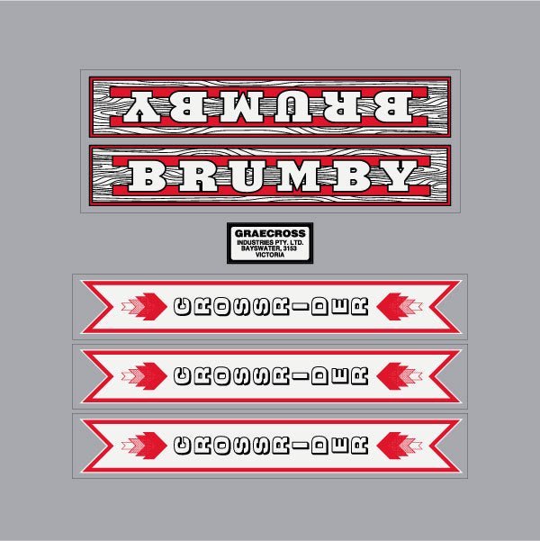Crossrider - Brumby - RED decal set - Old school bmx - Bmx Products AU