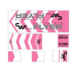 CW - California Flyer - Pink on white decal set - old school bmx - Bmx Products AU