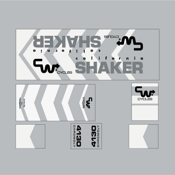 CW - California Shaker - White on Clear decal set - old school bmx - Bmx Products AU