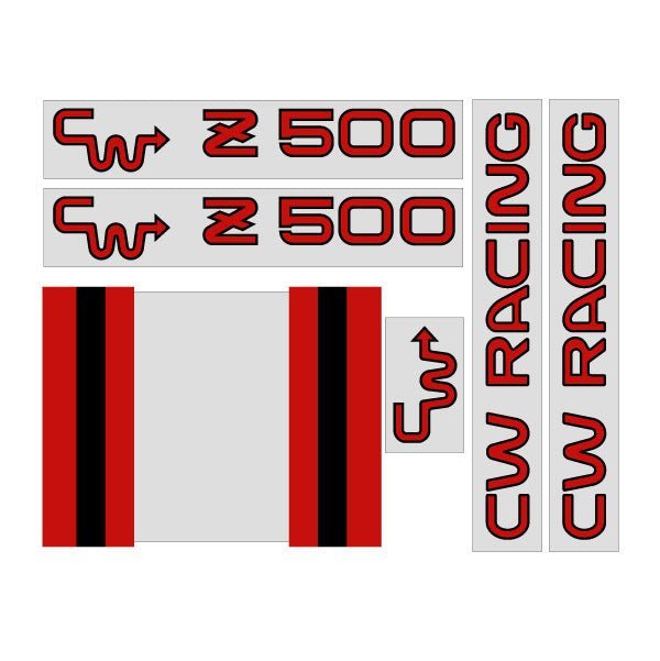 CW - Z500 Black and Red Decal set - old school bmx - Bmx Products AU