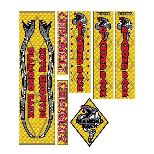 Diamond Back - 1980 - 81 Senior Pro/Large Pro/Medium Pro/Mini Pro - GOLD PRISM decal set - Old school bmx - Bmx Products AU