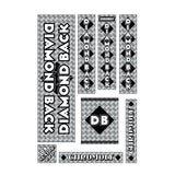 Diamond Back - 1981 - 82 Senior Pro Black DB decal set - Old school bmx - Bmx Products AU
