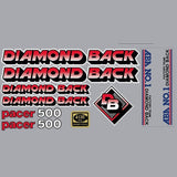 Diamond Back - 1984 PACER 500 - RED - on WHITE decal set - Old school bmx - Bmx Products AU