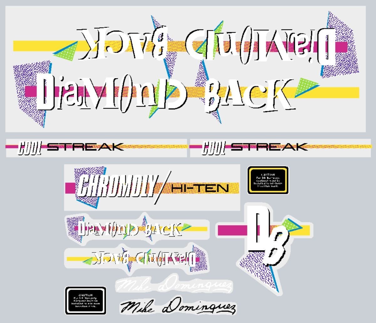 Diamond Back - 1987 Cool Streak - decal set - Old school bmx - Bmx Products AU