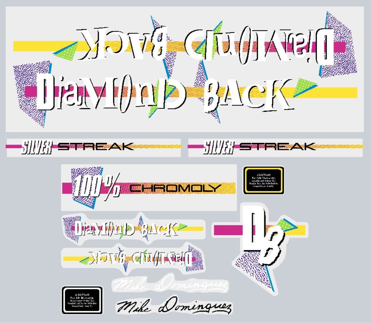 Diamond Back - 1987 Silver Streak - decal set - Old school bmx - Bmx Products AU