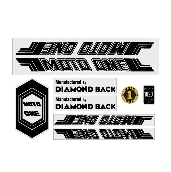 Diamond Back - Moto ONE - BLACK decal set - Old school bmx - Bmx Products AU