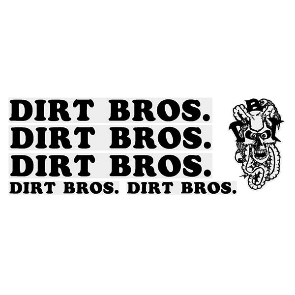 Dirt Bros. - Skull Black on clear decal set - old school bmx - Bmx Products AU