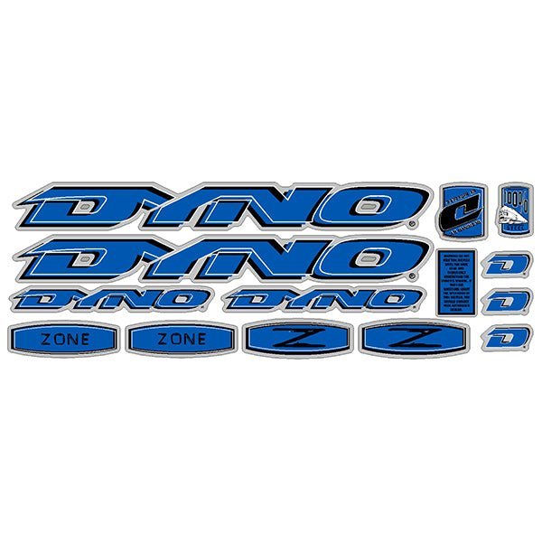 DYNO - 1998 ZONE decal set for chrome frame - old school bmx - Bmx Products AU