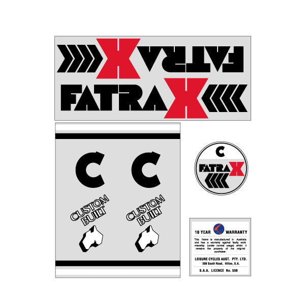 FATRAX - Custom BMX RED Black decal set - Old School BMX - Bmx Products AU