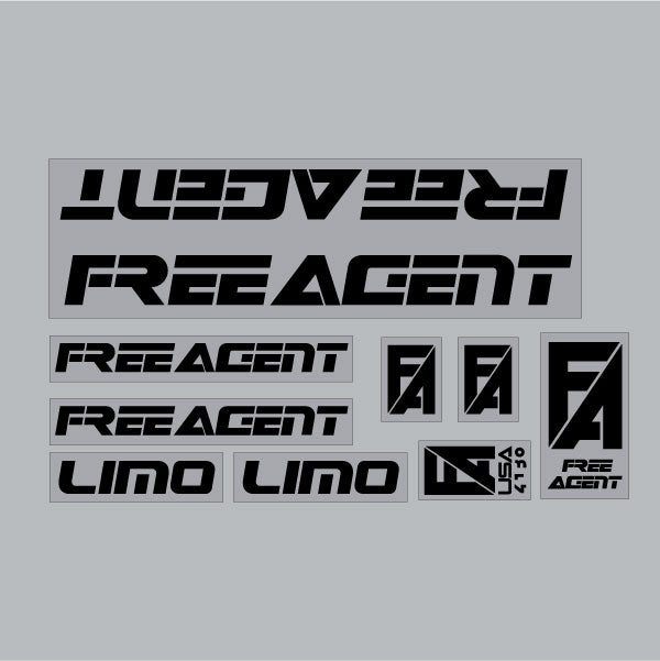 Free Agent - LIMO - black on clear decal set - old school bmx - Bmx Products AU