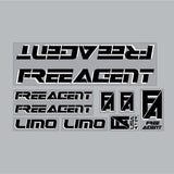 Free Agent - LIMO - black with white drop shadow on clear decal set - old school bmx - Bmx Products AU