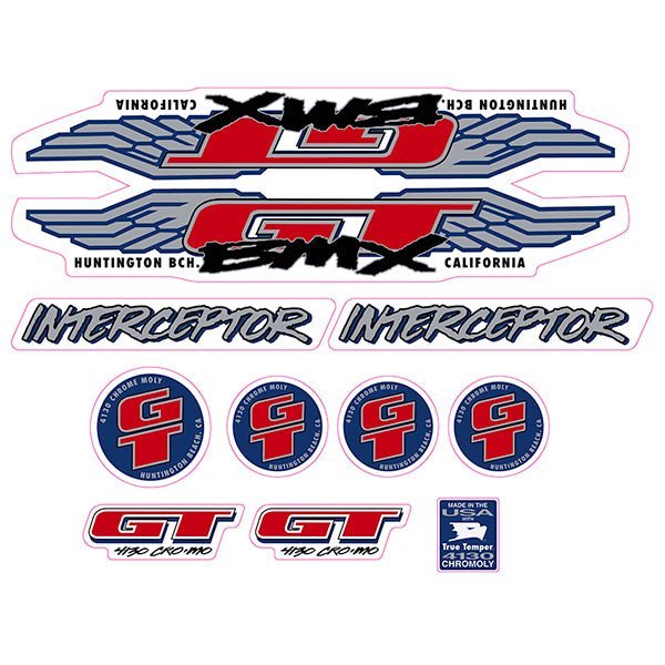 GT - 1993 Interceptor - for yellow frame - decal set - Old school bmx - Bmx Products AU